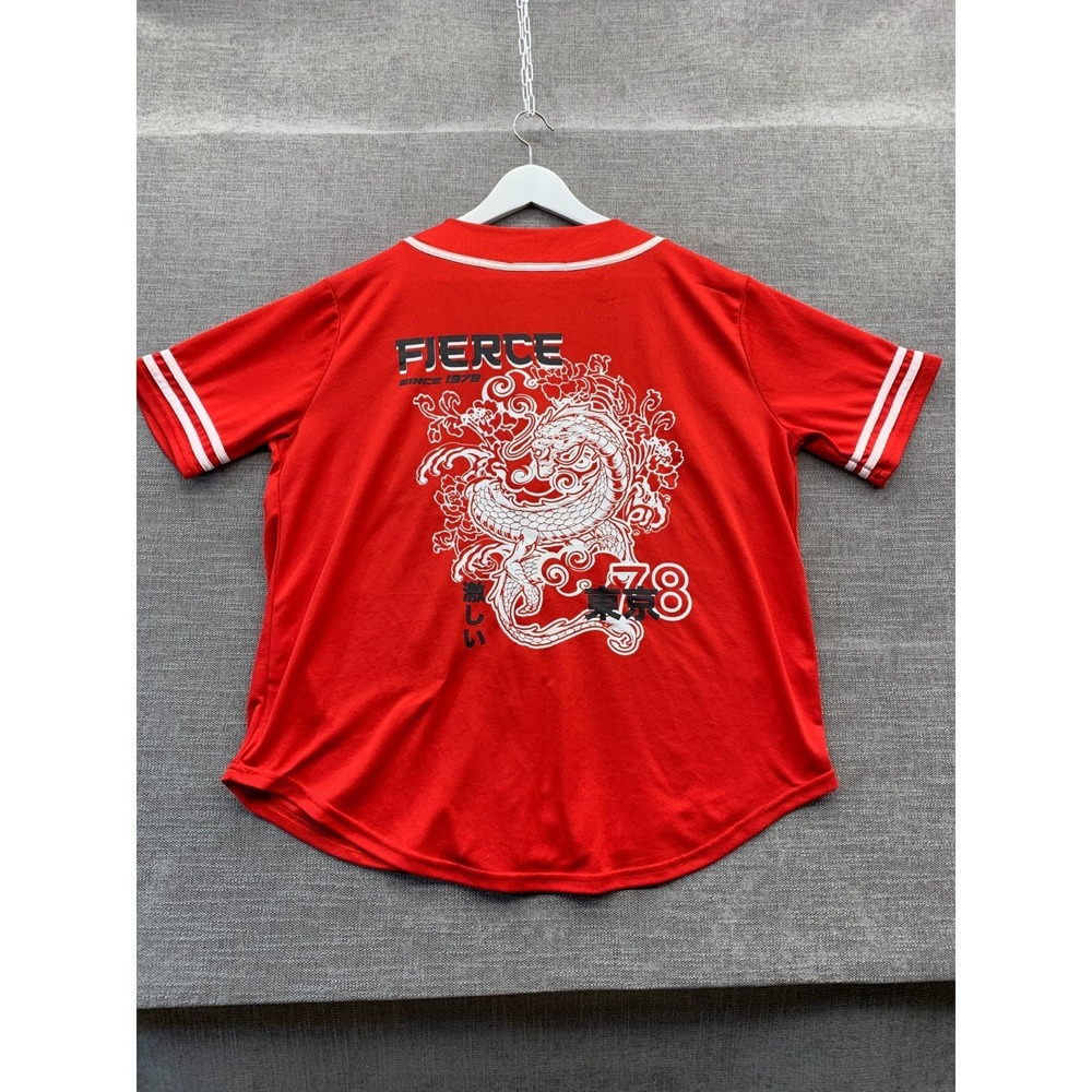 Vine & Valley Baseball Jersey Womens‎ XL Orange Logo Graphic Print Button Front - Picture 10 of 16